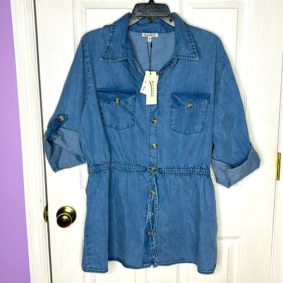 mileage Tops - Chambray Peplum Top
